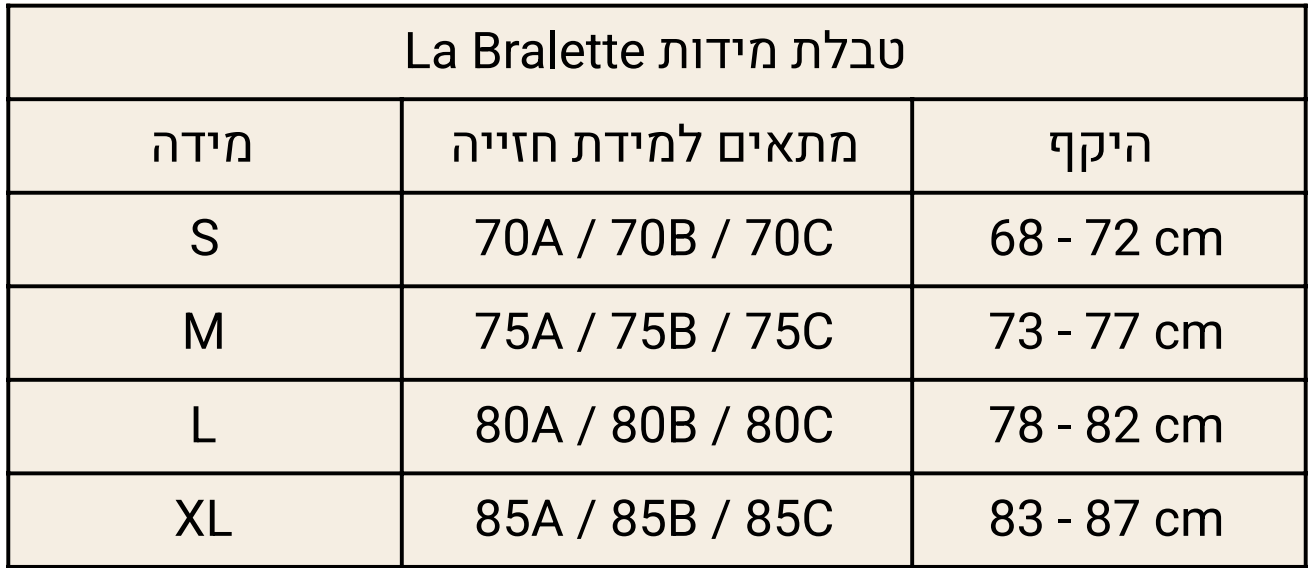 La bralette size chart